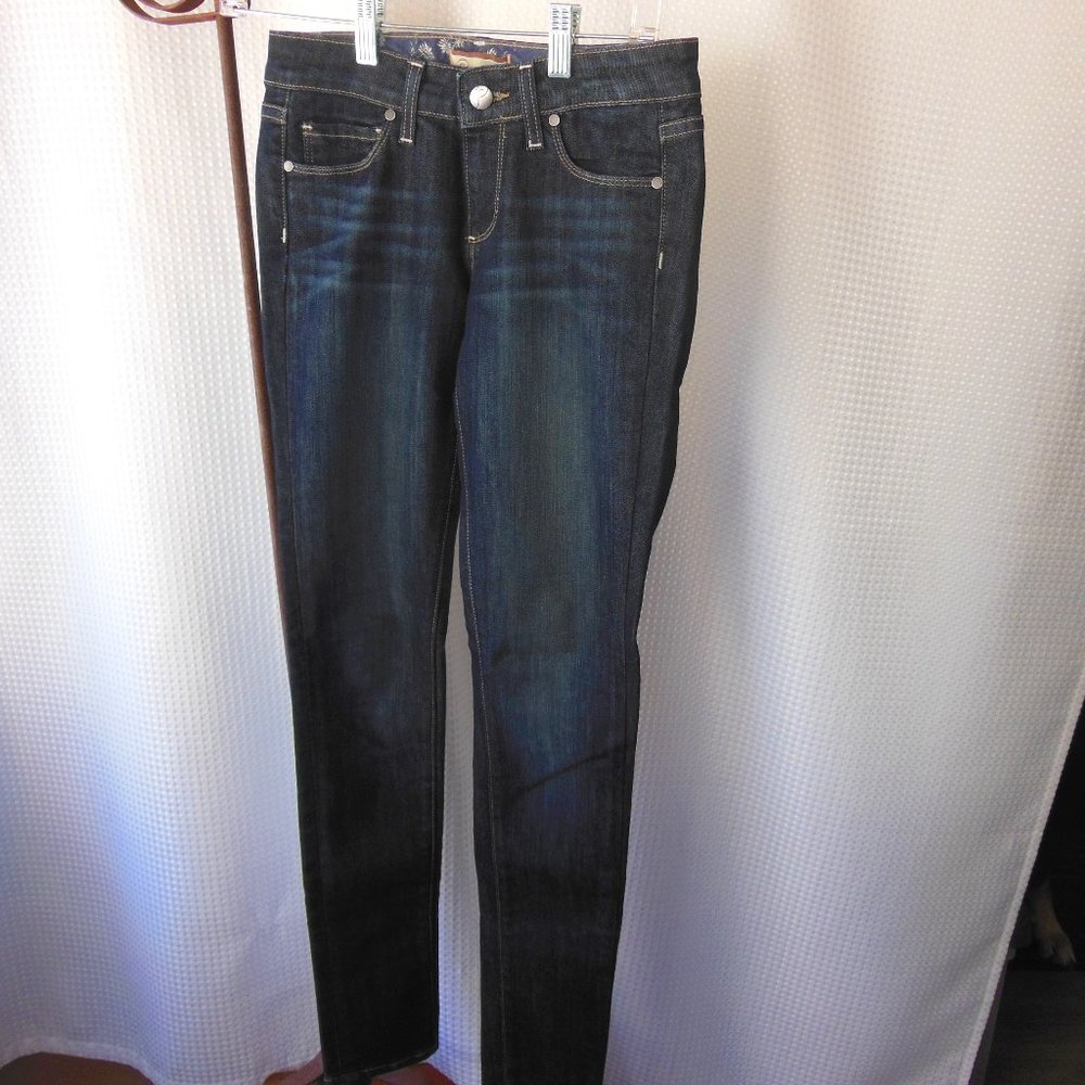 Paige Super Peg Jeans Skyline Drive Classic 7.5 in. Rise, sz 24. Distress wash
